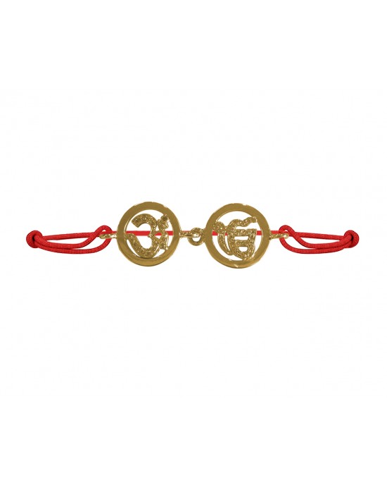 Om & Ik onkaar bracelet in 14k gold on adjustable thread bracelet Om & Ik onkaar bracelet in 14k gold on adjustable thread bracelet