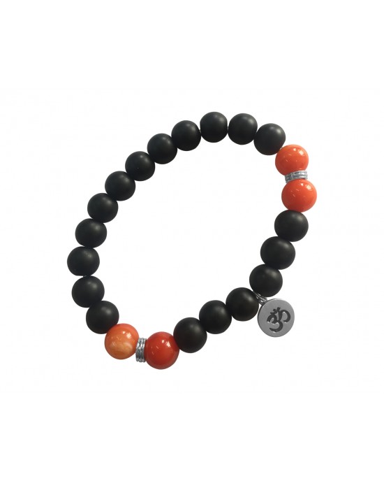 Aumkaara Motivational Bracelet with Black onyx and Carnelian Aumkaara Motivational Bracelet with Black onyx and Carnelian