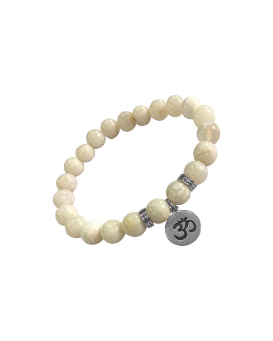 Aumkaara Tranquility Bracelet in silver with White Agate crystal beads Aumkaara Tranquility Bracelet in silver with White Agate crystal beads