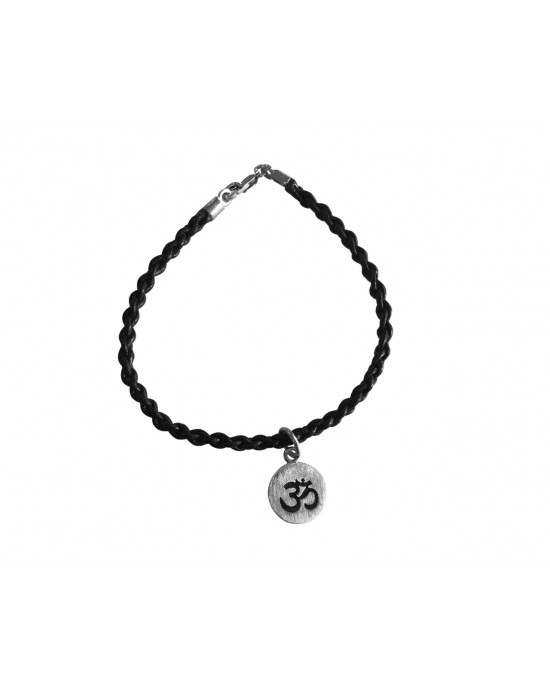 Om charm bracelet on leather cord Om charm bracelet on leather cord