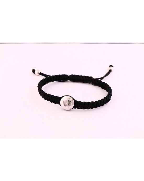 Om Braided Bracelet with Diamond in Silver Om Braided Bracelet with Diamond in Silver