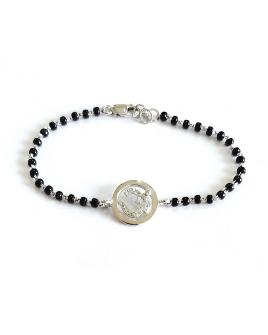 Diamond Om bracelet in silver on mangal sutra chain Diamond Om bracelet in silver on mangal sutra chain