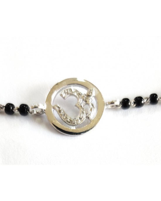 Diamond Om bracelet in silver on mangal sutra chain Diamond Om bracelet in silver on mangal sutra chain