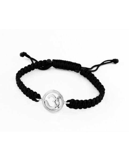 Om Bracelet in 92.5 Silver with a Diamond on Nylon Thread Om Bracelet in 92.5 Silver with a Diamond on Nylon Thread