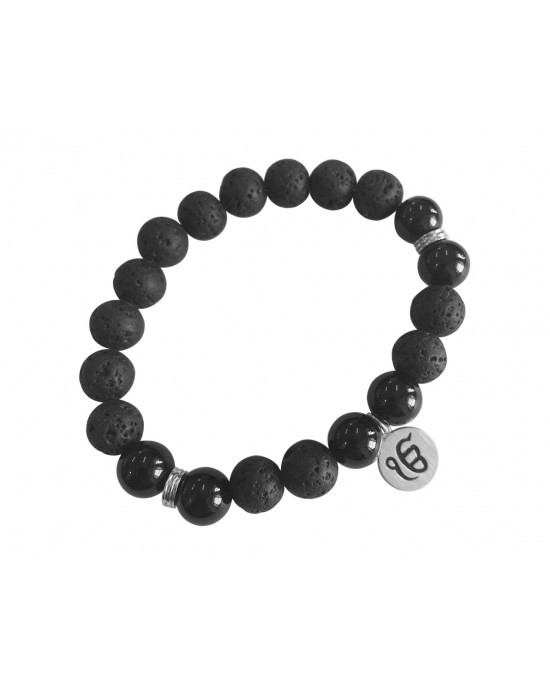 Aumkaara Stability bracelet with Lava Beads & Black onyx in silver Aumkaara Stability bracelet with Lava Beads & Black onyx in silver