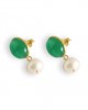 Green Onyx and pearl earrings in 18k gold plated silver Green Onyx and pearl earrings in 18k gold plated silver