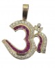 Om Pendant with Rubies in Gold