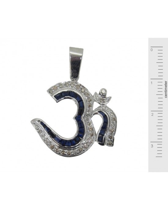 Om Pendant with Sapphire & Diamonds Om Pendant with Sapphire & Diamonds