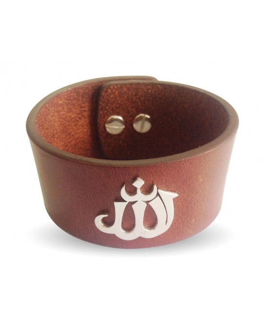 Wide leather Band Allah Bracelet Wide leather Band Allah Bracelet