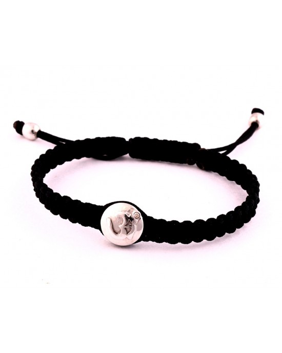 Om Braided Bracelet with Diamond in Silver Om Braided Bracelet with Diamond in Silver