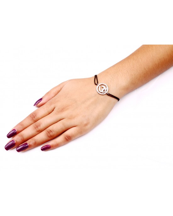 Diamond Studded Elegant Om Bracelet in 92.5 Silver Diamond Studded Elegant Om Bracelet in 92.5 Silver