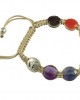 Om Bracelet in Silver with Single Diamond & 7 Chakra Color Stones Om Bracelet in Silver with Single Diamond & 7 Chakra Color Stones