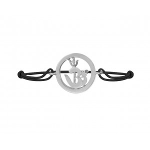 Om Shakti Bracelet in Silver with Diamonds