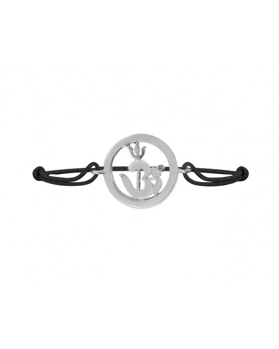 Om Shakti Bracelet in Silver with Diamonds Om Shakti Bracelet in Silver with Diamonds