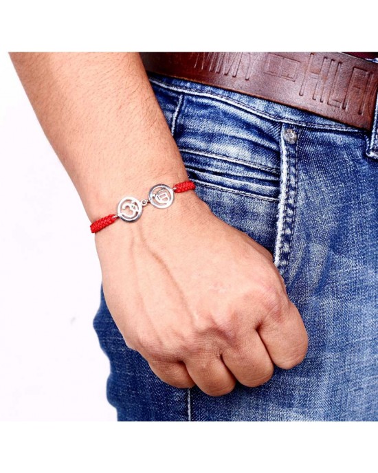 Om & Ik Onkaar Bracelet in Silver with Diamonds on Nylon thread Om & Ik Onkaar Bracelet in Silver with Diamonds on Nylon thread