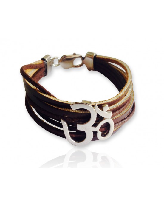 Wide Leather Om Bracelet Wide Leather Om Bracelet