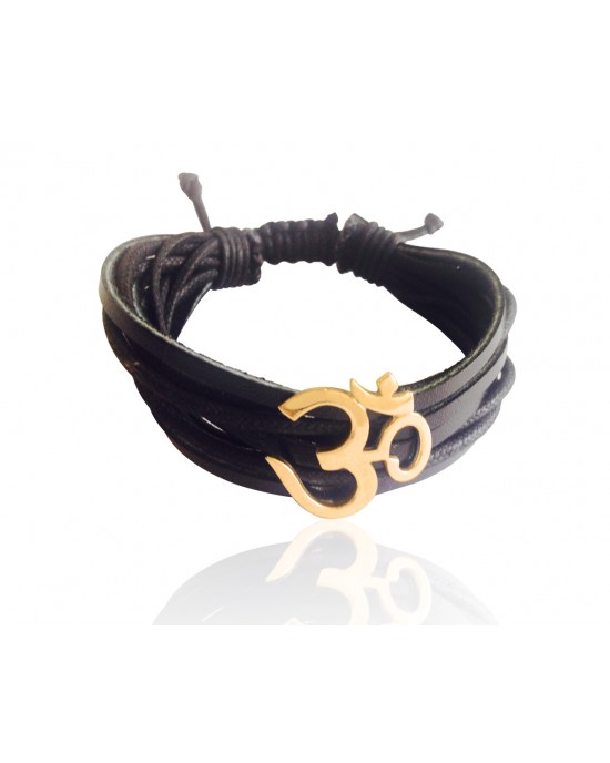 Wide Om Gold Bracelet