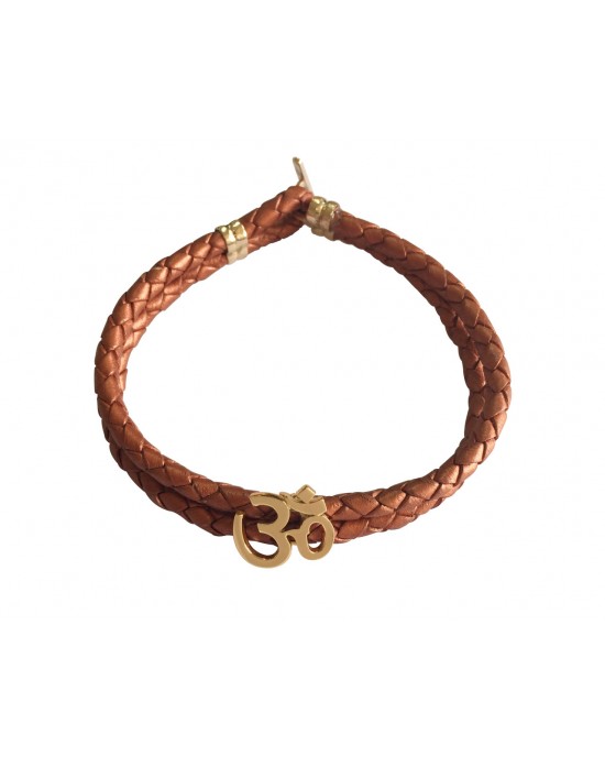 Gold Om Men’s Leather Bracelet Gold Om Men’s Leather Bracelet