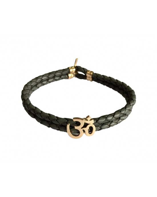 Gold Aum Men’s Leather Bracelet Gold Aum Men’s Leather Bracelet