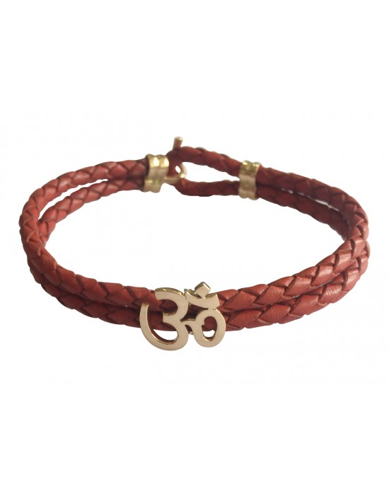 Gold Aum Men’s Leather Bracelet Gold Aum Men’s Leather Bracelet