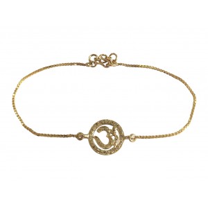Diamond Om Bracelet set in gold on Gold Chain with adjustable length