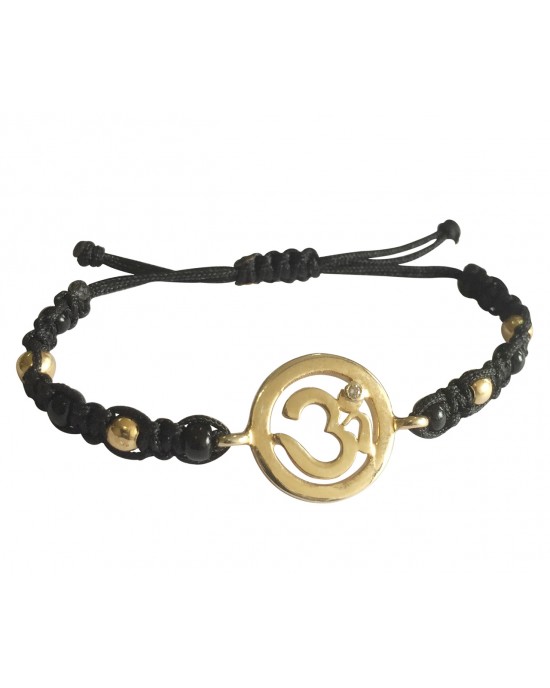 New Born Baby OM Bracelet in gold with black & gold beads for Nazaria