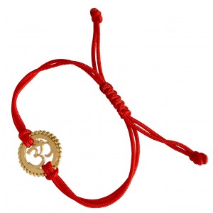 Gold Plated Om Rakhi In Silver On Free Size Adjustable Thread