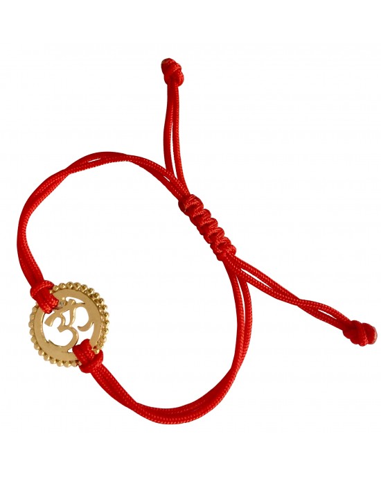 Gold Plated Om Rakhi In Silver On Free Size Adjustable Thread Gold Plated Om Rakhi In Silver On Free Size Adjustable Thread