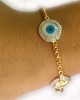 Evil Eye, Aum, Shiv Trishul and ShivLing and Sai Ram all in one, gold bracelet with diamonds Evil Eye, Aum, Shiv Trishul and ShivLing and Sai Ram all in one, gold bracelet with diamonds