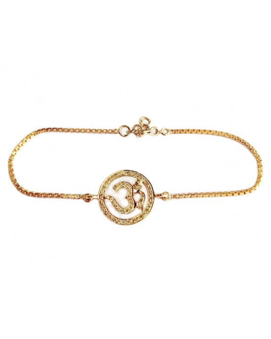Auspicious Aum Full diamond bracelet 18mm on Gold chain Auspicious Aum Full diamond bracelet 18mm on Gold chain