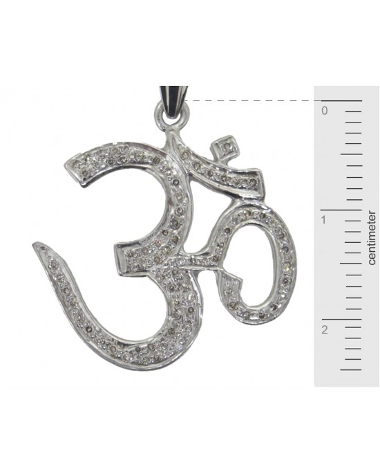 Om Pendant in Silver with Diamond Om Pendant in Silver with Diamond