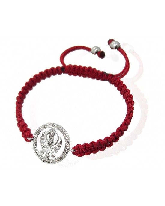 Khanda Bracelet in 92.5 Silver studded with Diamonds Khanda Bracelet in 92.5 Silver studded with Diamonds