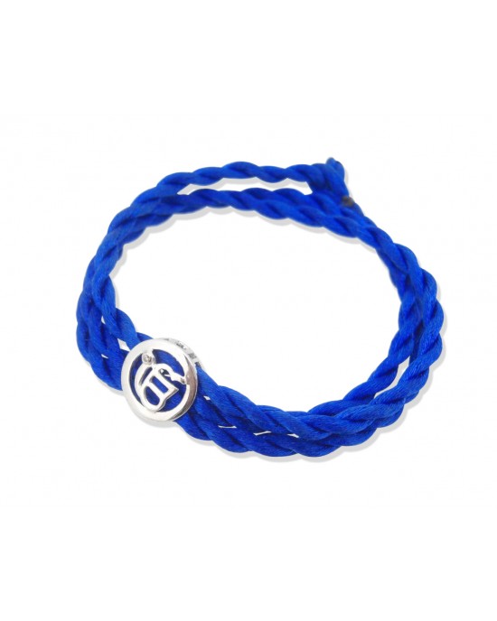 Ik Onkaar Bracelet in Silver with Diamonds on Braided Thread Ik Onkaar Bracelet in Silver with Diamonds on Braided Thread