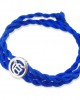 Ik Onkaar Bracelet in Silver with Diamonds on Braided Thread Ik Onkaar Bracelet in Silver with Diamonds on Braided Thread