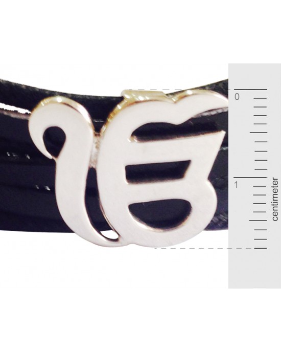 Wide Leather Band Ik Onkar Bracelet Wide Leather Band Ik Onkar Bracelet