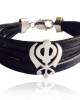 Wide Leather Khanda Bracelet Wide Leather Khanda Bracelet