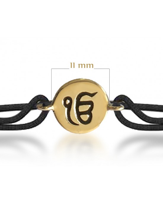 Authentic Ik Onkar Bracelet in 14k Gold for New Born Baby on adjustable black thread nazaria Authentic Ik Onkar Bracelet in 14k Gold for New Born Baby on adjustable black thread nazaria