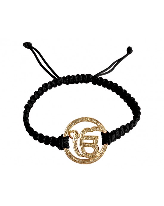 Auspicious Ik Onkaar Diamond Bracelet in 14k gold with 21mm charm Auspicious Ik Onkaar Diamond Bracelet in 14k gold with 21mm charm