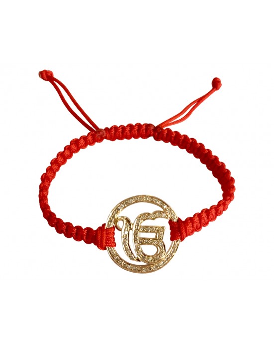 Auspicious Ik Onkaar Diamond Bracelet in 14k gold with 21mm charm Auspicious Ik Onkaar Diamond Bracelet in 14k gold with 21mm charm