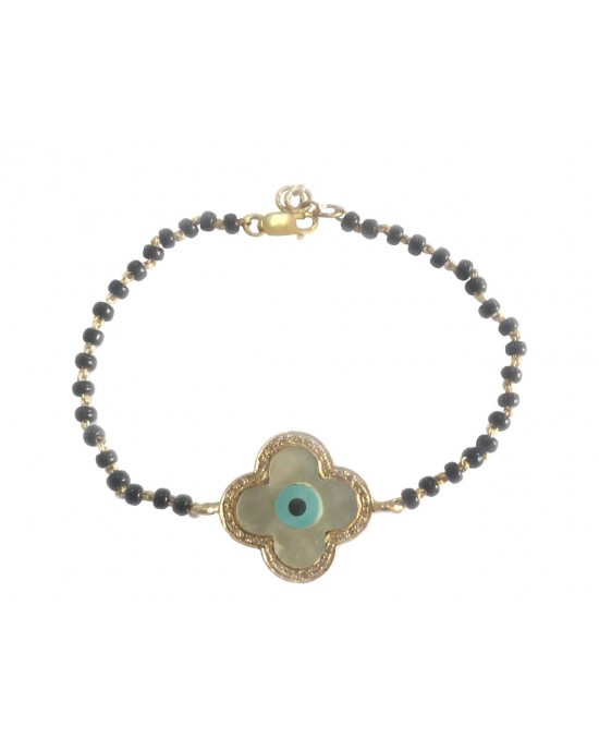 New Evil Eye Bracelet on mangalsutra chain in gold New Evil Eye Bracelet on mangalsutra chain in gold