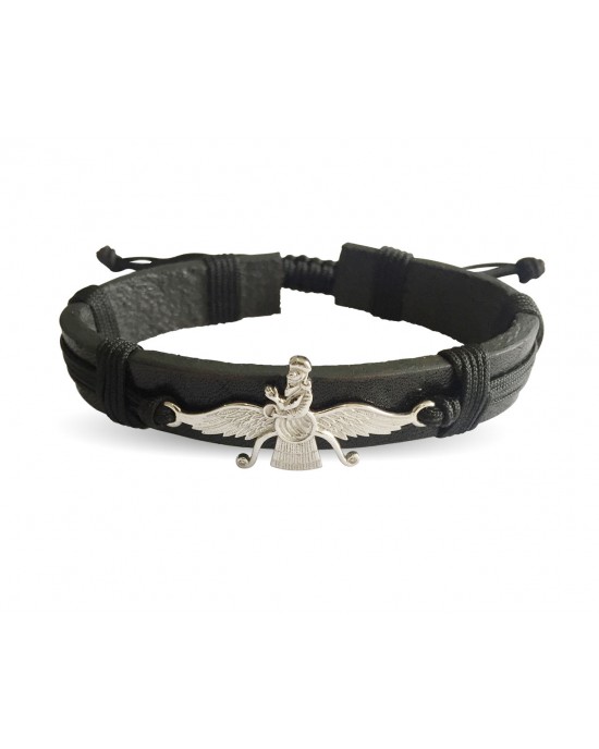 Faravahar Leather Bracelet in 925 silver Faravahar Leather Bracelet in 925 silver