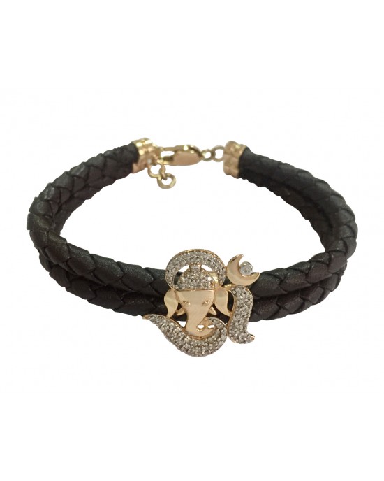 Om Ganesh 14k Gold & Certified Diamond Bracelet for Men Om Ganesh 14k Gold & Certified Diamond Bracelet for Men