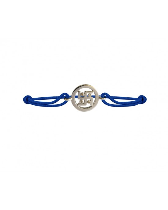 Swastika Bracelet in silver with diamonds on adjustable thread Swastika Bracelet in silver with diamonds on adjustable thread