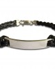 Leather Identity Tag Bracelet for Boys IN Sterling Silver with ENgravable plate Leather Identity Tag Bracelet for Boys IN Sterling Silver with ENgravable plate