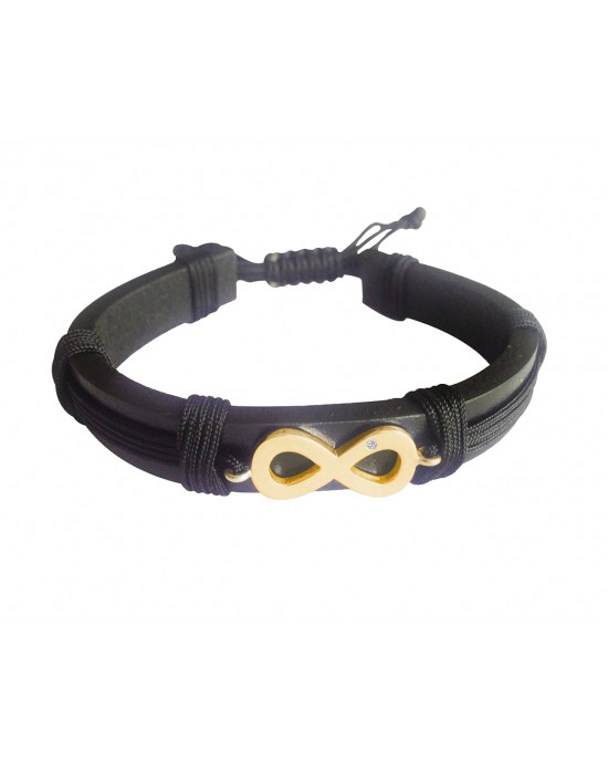 Infinity Gold Bracelet on Leather for Men Infinity Gold Bracelet on Leather for Men