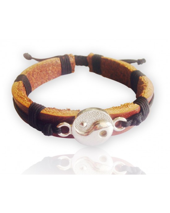 Yin yang Tan Leather Bracelet for Men Yin yang Tan Leather Bracelet for Men