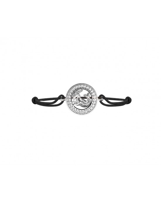 Capricorn Bracelet in Silver with 27 Diamonds on Nylon Thread Capricorn Bracelet in Silver with 27 Diamonds on Nylon Thread