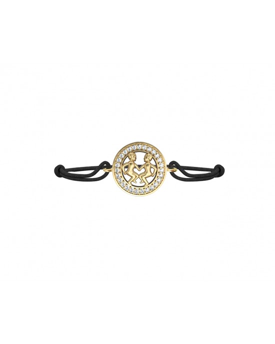 Gemini Bracelet in Gold with Diamonds on Size Adjustable Nylon Thread Gemini Bracelet in Gold with Diamonds on Size Adjustable Nylon Thread