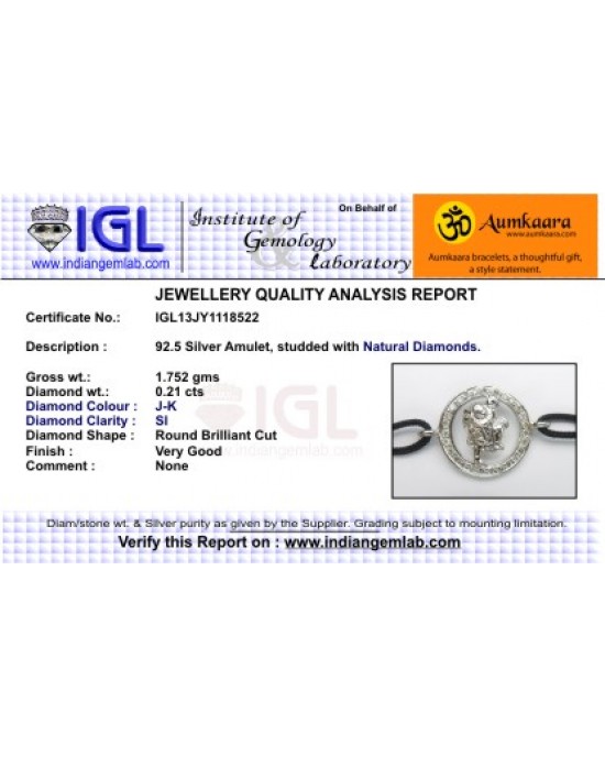 Hanuman Border Diamond Bracelet in Silver with 27 Diamonds Hanuman Border Diamond Bracelet in Silver with 27 Diamonds