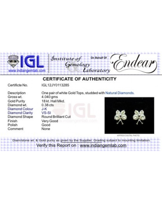 Diamond Butterfly Earring with Diamonds in White Gold Diamond Butterfly Earring with Diamonds in White Gold